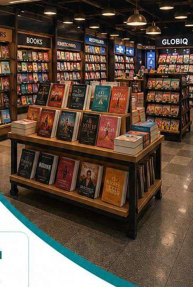 WHSmith GLOBIQ airport store book display