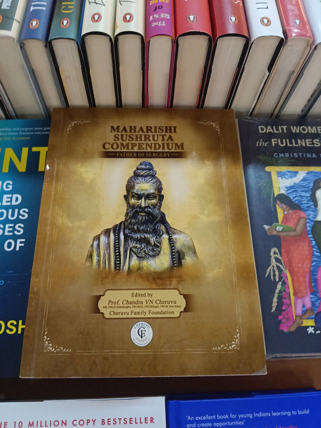 Maharishi Sushruta Compendium on the shelf at Jain Book Agency, New Delhi