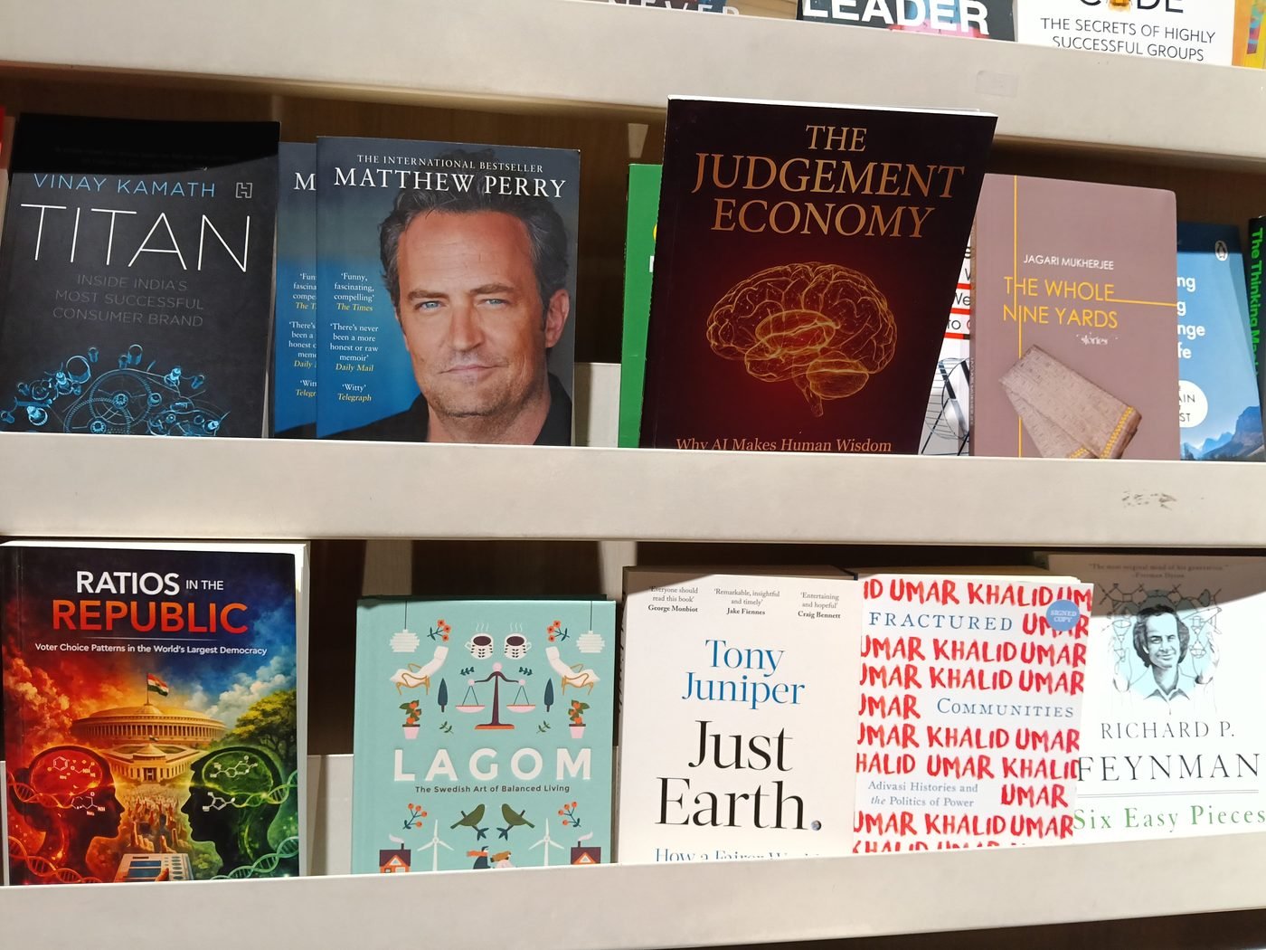 The Whole Nine Yards on a display shelf at The Bookworm, Bengaluru
